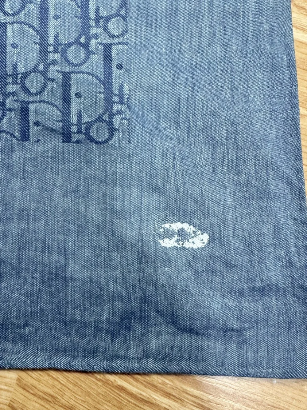 Vintage 90s Christian Dior Blue Monogram Cotton Scarf *flawed